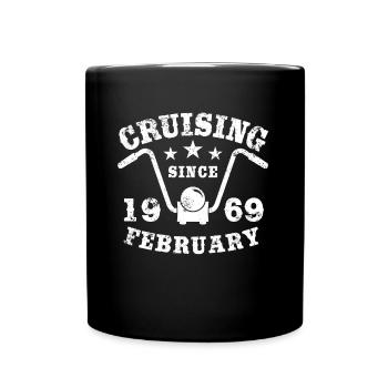 Cruising Biker Geburtstag Februar 1969 Motorrad - Tasse einfarbig - Schwarz - Vorne