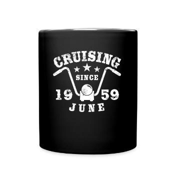 Cruising Biker Birthday June 1959 Motorcycle - Full Colour Mug - black - Front