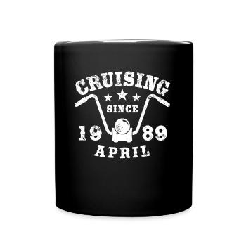 Cruising Biker Birthday April 1989 Motorcycle - Full Colour Mug - black - Front