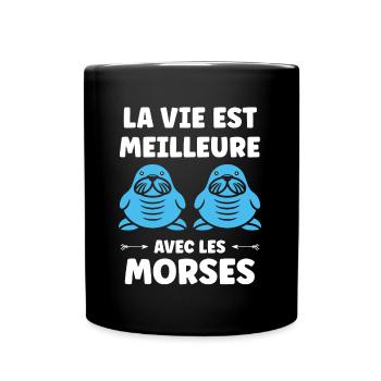 Animal humour Morse - Mug uni - noir - Devant