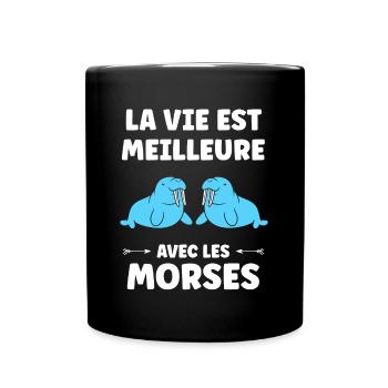 Animal humour Morse - Mug uni - noir - Devant