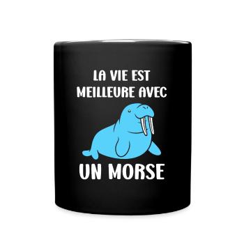 Animal humour Morse - Mug uni - noir - Devant