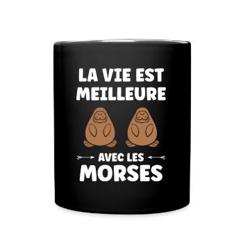 Animal humour Morse - Mug uni - noir - Devant
