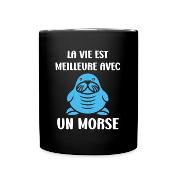 Animal humour Morse - Mug uni - noir - Devant