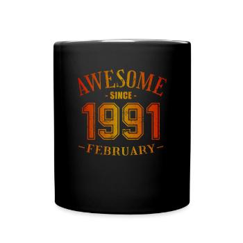 Février 1991 - Anniversaire en février Génial - Mug uni - noir - Devant