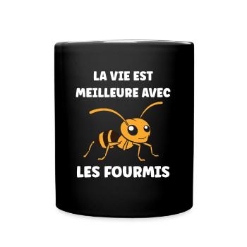 Humour fourmis - Mug uni - noir - Devant
