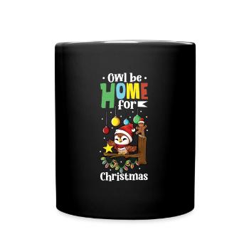 La chouette rentre à la maison pour Noël - Weihnachten Eule - Mug uni - noir - Devant
