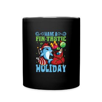 Have a fin-tastic holiday - Weihnachten Delfin - Tasse einfarbig - Schwarz - Vorne