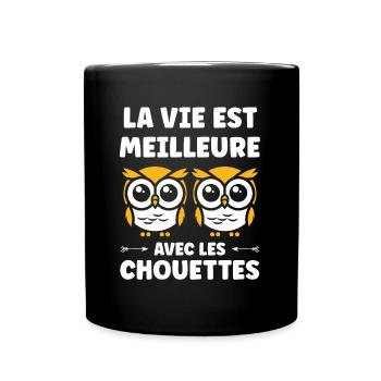 Humour chouette - Mug uni - noir - Devant
