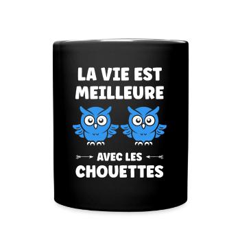 Humour chouette - Mug uni - noir - Devant