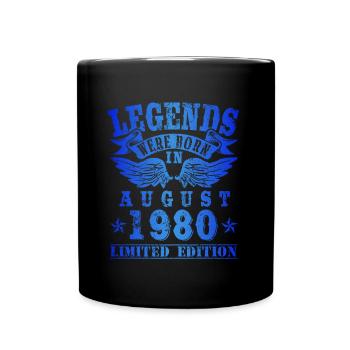 Legends were born in August 1980 Geburtstag - Tasse einfarbig - Schwarz - Vorne