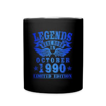 Legends were born in Oktober 1990 Geburtstag - Tasse einfarbig - Schwarz - Vorne