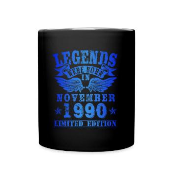 Legends were born in November 1990 Geburtstag - Tasse einfarbig - Schwarz - Vorne