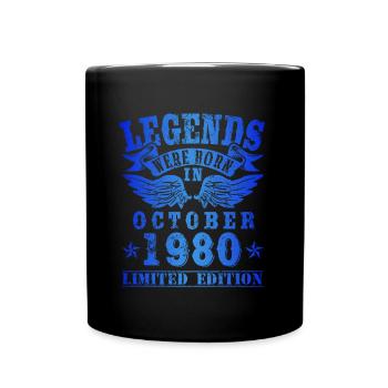 Legends were born in Oktober 1980 Geburtstag - Tasse einfarbig - Schwarz - Vorne