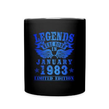Legends were born in January 1983 Birthday - Full Colour Mug - black - Front