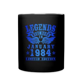 Legends were born in Januar 1984 Geburtstag - Tasse einfarbig - Schwarz - Vorne
