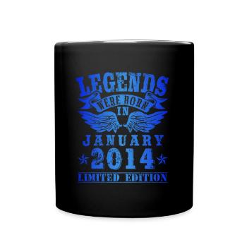 Legends were born in Januar 2014 Geburtstag - Tasse einfarbig - Schwarz - Vorne