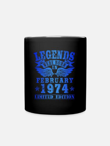 Legends were born in February 1974 Birthday - Full Colour Mug - black