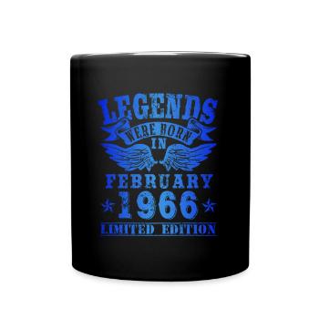 Legends were born in Februar 1966 Geburtstag - Tasse einfarbig - Schwarz - Vorne