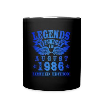 Legends were born in August 1986 Geburtstag - Tasse einfarbig - Schwarz - Vorne