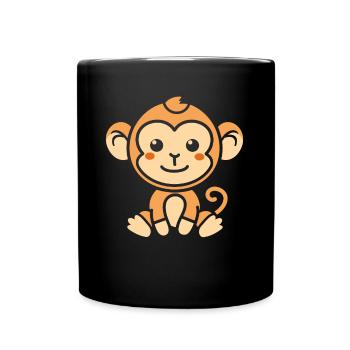 Affe - Tasse einfarbig - Schwarz - Vorne