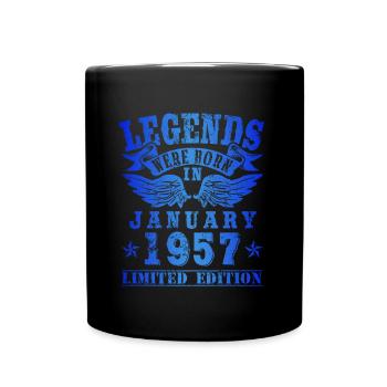 Legends were born in Januar 1957 Geburtstag - Tasse einfarbig - Schwarz - Vorne