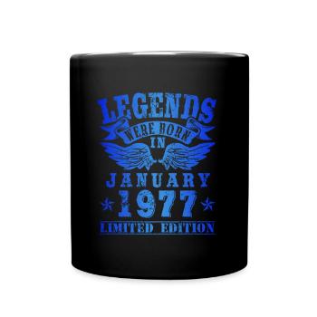 Legends were born in January 1977 Birthday - Full Colour Mug - black - Front