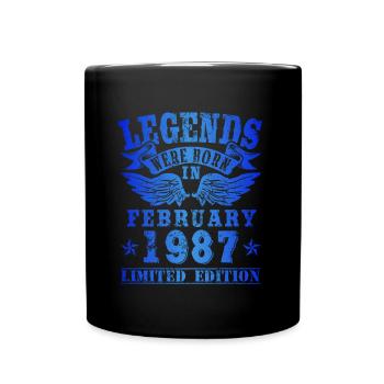 Legends were born in Februar 1987 Geburtstag - Tasse einfarbig - Schwarz - Vorne