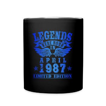 Legends were born in April 1987 Geburtstag - Tasse einfarbig - Schwarz - Vorne