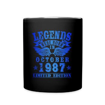 Legends were born in Oktober 1987 Geburtstag - Tasse einfarbig - Schwarz - Vorne