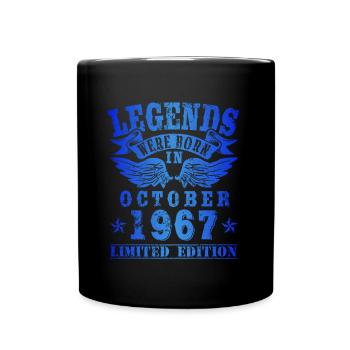 Legends were born in Oktober 1967 Geburtstag - Tasse einfarbig - Schwarz - Vorne