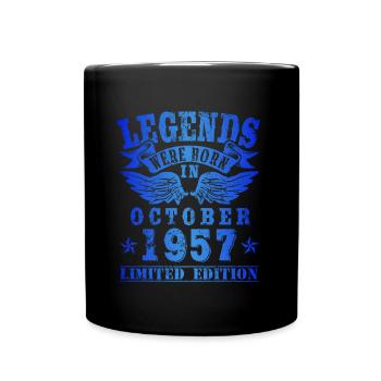 Legends were born in Oktober 1957 Geburtstag - Tasse einfarbig - Schwarz - Vorne