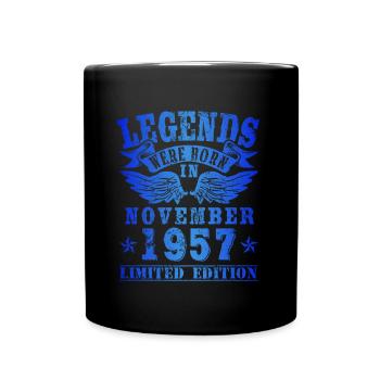 Legends were born in November 1957 Geburtstag - Tasse einfarbig - Schwarz - Vorne