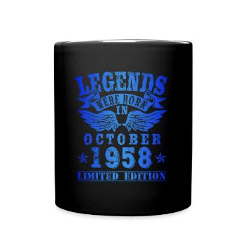 Legends were born in Oktober 1958 Geburtstag - Tasse einfarbig - Schwarz - Vorne