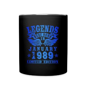 Legends were born in January 1989 Birthday - Full Colour Mug - black - Front