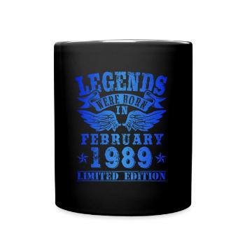 Legends were born in February 1989 Birthday - Full Colour Mug - black - Front