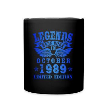 Legends were born in October 1989 Birthday - Full Colour Mug - black - Front