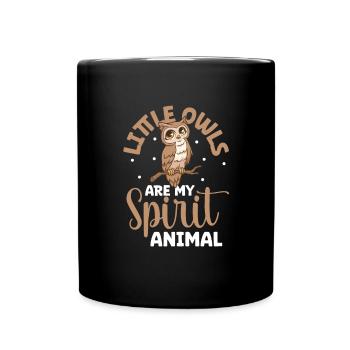 Lieblingstier - Steinkauz - Tasse einfarbig - Schwarz - Vorne
