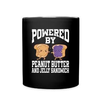 Alimenté par le beurre de cacahuète et le sandwich à la gelée - Mug uni - noir - Devant