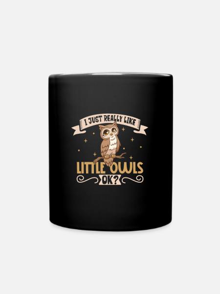 Ich liebe meinen Steinkauz - Tasse einfarbig - Schwarz