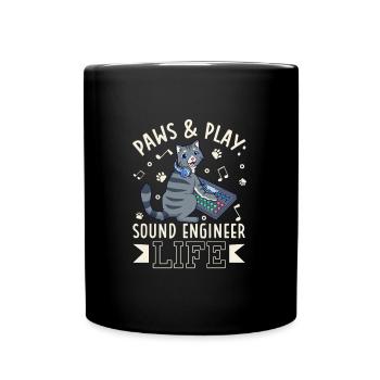 Cat at the Mixer - Ingénieur du son - Mug uni - noir - Devant