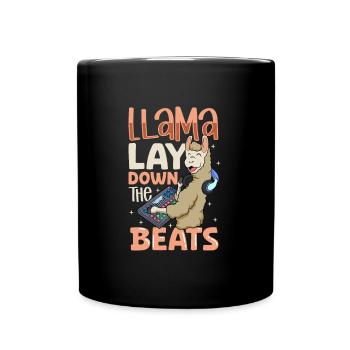Lama at the mixing desk - Sound Engineer - Full Colour Mug - black - Front