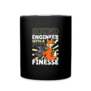 Fuchs à la table de mixage - Ingénieur du son - Mug uni - noir - Devant