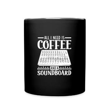 Kaffee und Mischpult - Tontechniker - Tasse einfarbig - Schwarz - Vorne