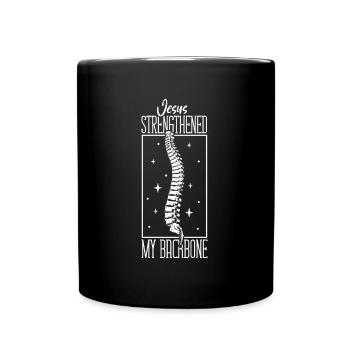 Jesus strengthens my back - Spine surgery - Full Colour Mug - black - Front