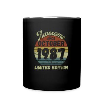 Awesome since October 1987 - Geburtstag - Tasse einfarbig - Schwarz - Vorne