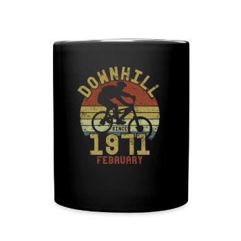 Birthday Downhill Bike Bike February 1971 - Full Colour Mug - black - Front
