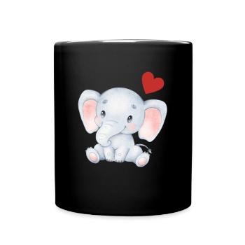 Éléphant Bébé Nourrisson Coeur Enfants T-shirt - Mug uni - noir - Devant