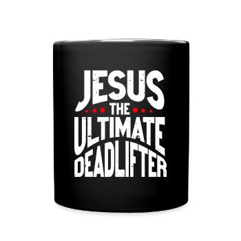 Jesus Ultimate Deadlifter Workout Christian Gym - Full Colour Mug - black - Front