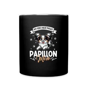 Épagneul miniature continental Mama - Mug uni - noir - Devant